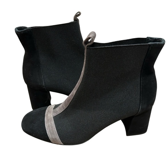 Pedro Anton black suede half and half sock ankle boots size 39 US 8-8.5 chunky - Picture 1 of 6